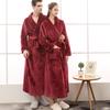 Large Size Men's Autumn Winter Thicken Warm Soft Flannel Bathrobe Couple's Luxe Robe Long Sleepwear