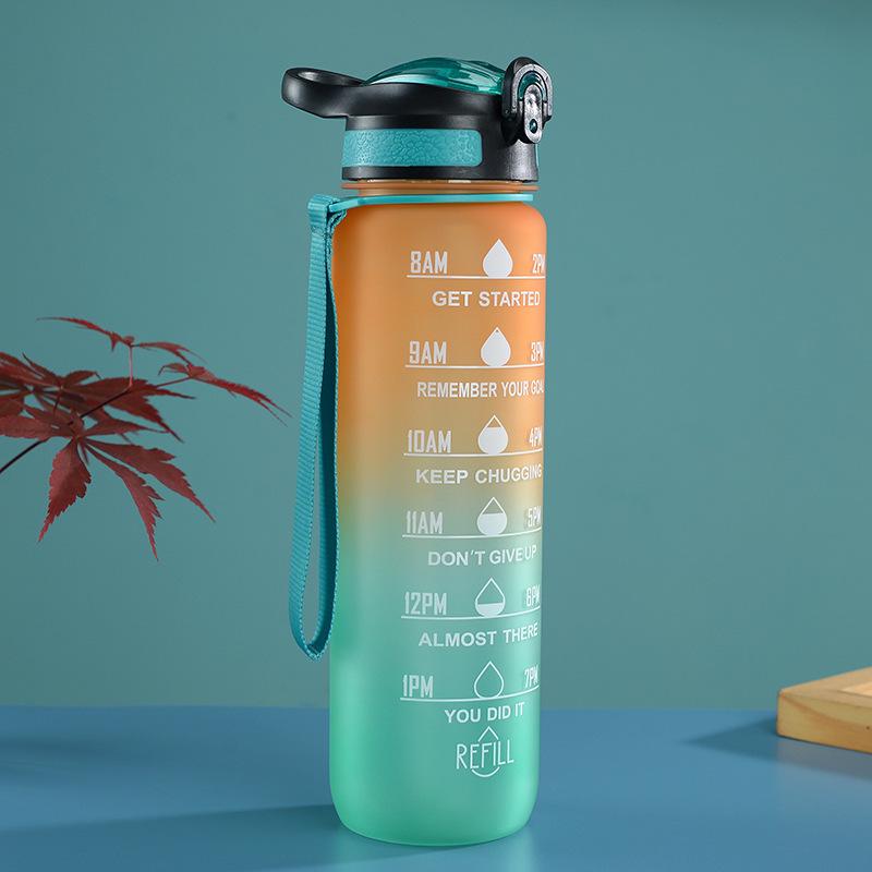 Gradient Color Space Cup, Large Capacity with Handle, Flip Lid, Straw; Portable Outdoor Fitness Sports Water Bottle.