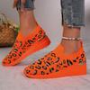 Fashion 2024 Autumn Fashion New Women's Solid Color Simple Slip-On Leopard Print Decorated Breathable Low-top Shoes