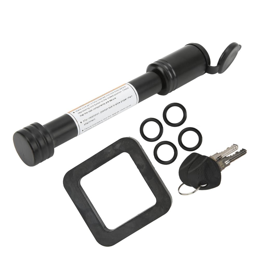 5 8in Trailer Hitch Receiver Pin Lock with 2in Silencer Pad Tubular Keys O Rings for Car Truck Hitch Ball Carrier