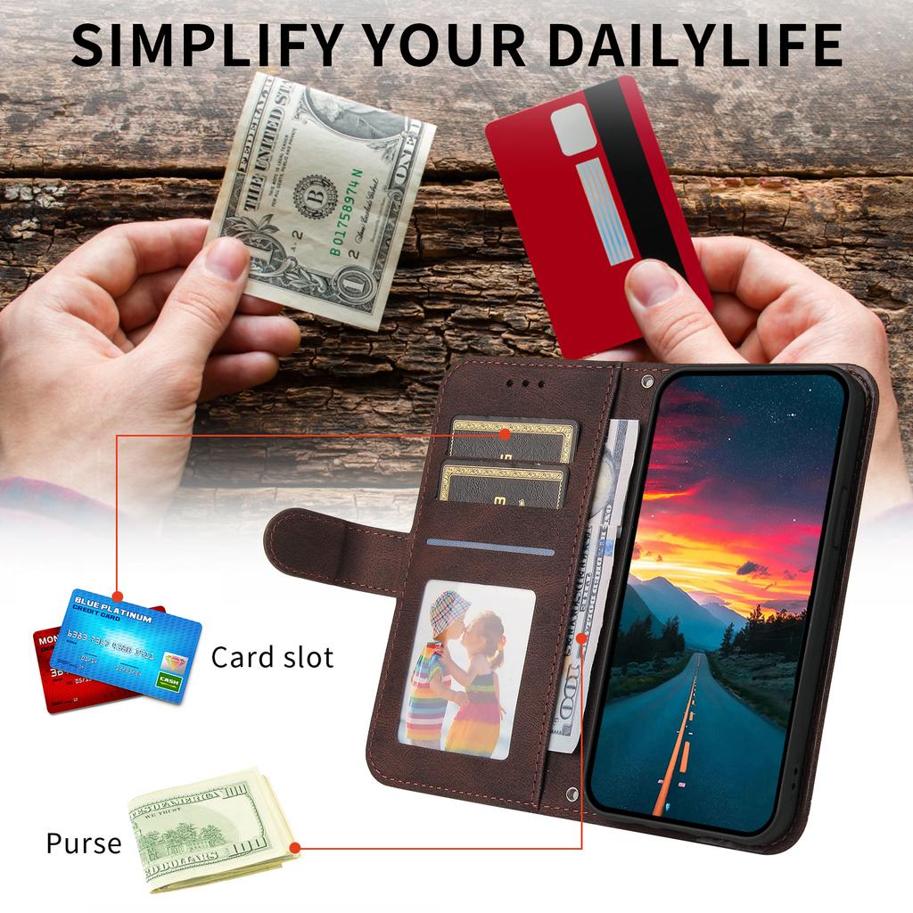 For Vivo Y29s 5G/Y04 4G Leather Wallet Cases Skin Touch Phone Cover Stand with Strap