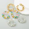 Women's Hoop Earrings Exaggerate Temperament Gold Plated Colored Crystal C Shaped Series Simple Premium Earrings