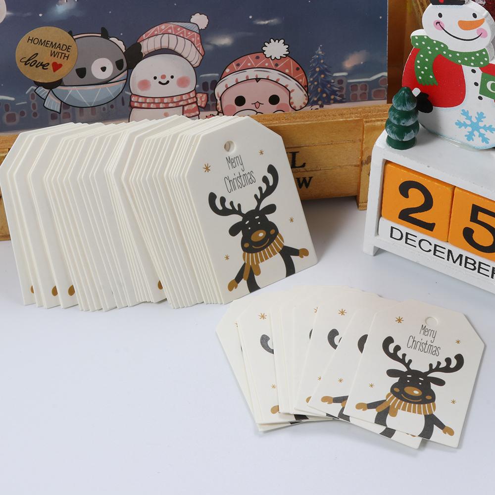50PCS DIY Wrapping Supplies Xmas Decoration Hang Tags Christmas Labels Gift Wrapping Kraft Tag