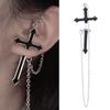 Men Women Street Punk Chain Stylish Cross Non-allergic Delicate Dangle Earrings