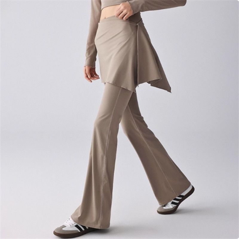 Women's Modern Dance Practice Set | Long Pants Yoga Fitness Micro-Flare Trousers with Leotard