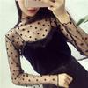 Women Sexy Mesh See Through T Shirt Fashion Hollow Transparent Shirt Star Dot Base Top Clubwear