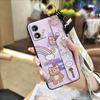 Ring Cartoon Phone Case For MOTO E13 Dirt-resistant Kickstand Waterproof Shockproof Wristband Cute Anti-knock Anti-dust