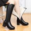 Winter Women Long Boots Genuine Leather Natural Wool Warm High Boots Women Fashion Large Size Women Riding Boots