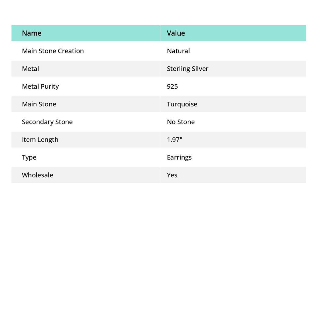 Natural Green Turquoise, Peridot Gemstone 925 Sterling Silver Earring 1.97" C8r98