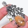 Ghost Eye Jasper, Citrine Handmade 925 Sterling Silver Pendant 2.80" f1L92