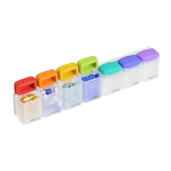 Weekly Pill Organizer with Magnet 7-Day 1 Time Daily Reminder Medicine Dispenser Portable Pill Container Holder Large Capacity Medicine Box