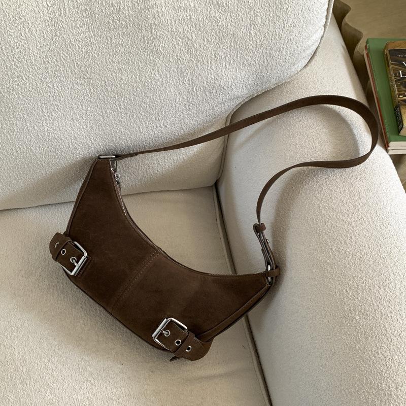 2025 Autumn New Korean Version Niche Sweet and Spicy Style Underarm Dumpling Bag Retro Crescent Moon Bag High Value Shoulder Bag