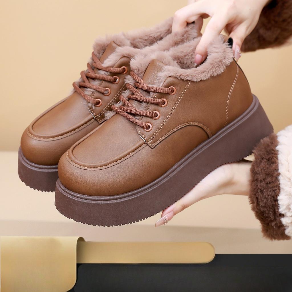 Retro Cotton Shoes with Fleece, Warm Snow Boots, Comfortable Thick-soled Anti-slip Shoes