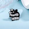 Breastpin Piano Cat Badge Cartoon Beating Note Brooch Cool Black Cat Enamel Pin  Gift