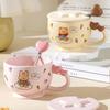 Ceramic Water Cup with Lid Spoon and Afternoon Tea Cup with High Appearance Mug Cartoon Ceramic Cup Cute Cup