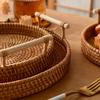 1pc Handmade Rattan Serving Tray - Double Ear Tea Tray