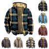 Men's Plaid Print Jacket Men's Spring And Autumn Casual Trend Zipper Hooded Jacket