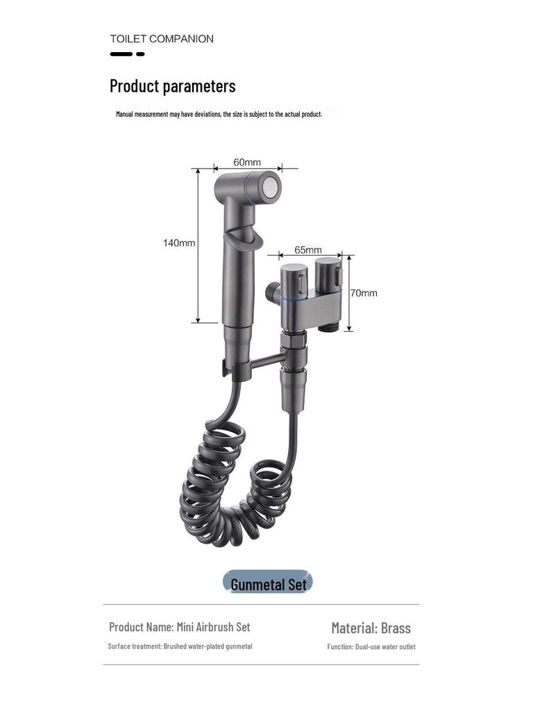 Dual Control Copper Angle Valve Set with Adjustable Pressure Spray Gun for Household Cleaning.