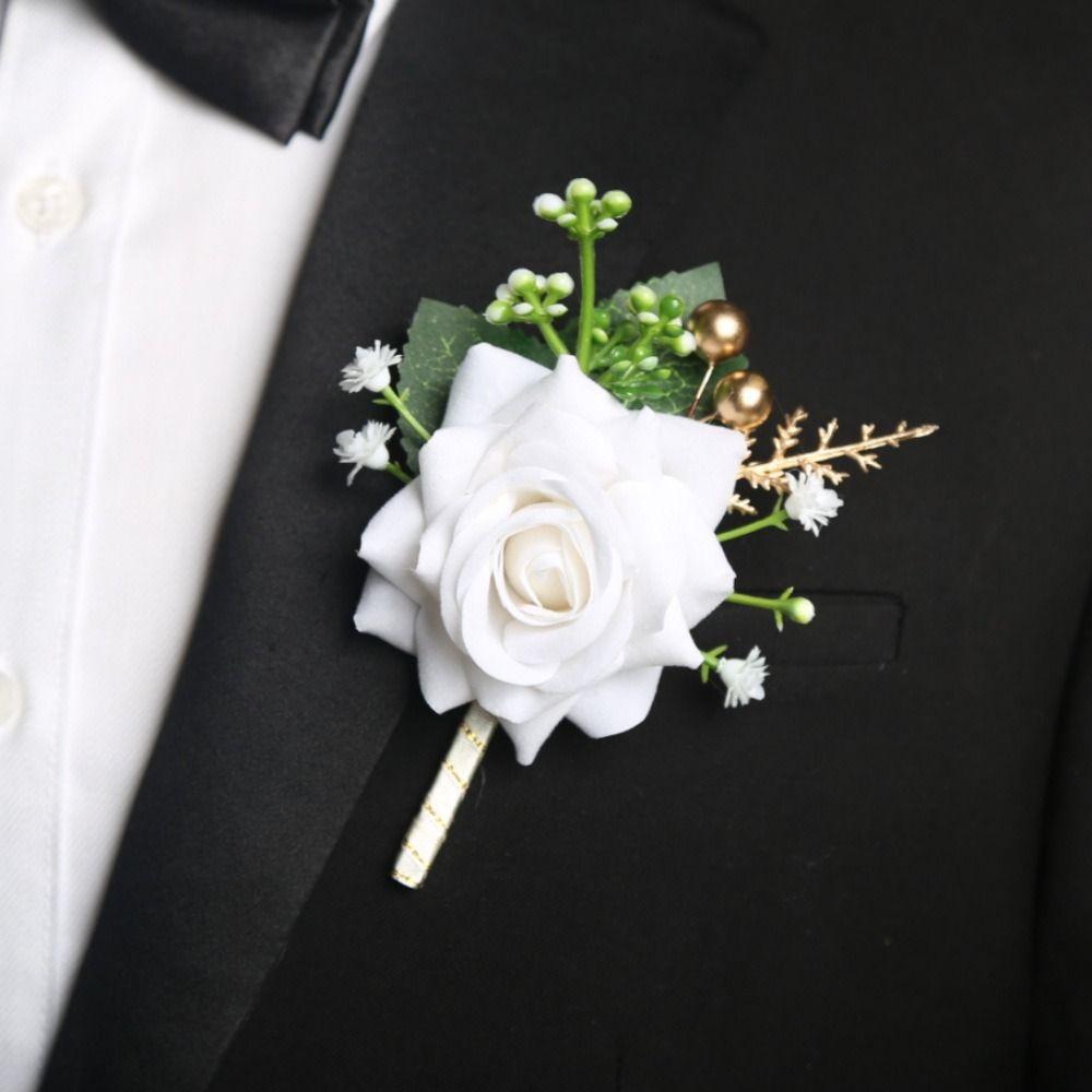 Simple Groom Rose Boutonniere Delicate Wedding Accessories Wedding Suit Corsage Western