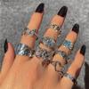 Punk Gothic Angel Fairy Rings Set for Women Men Retro Silver Plated Butterfly Heart Charm Finger Ring Jewelry