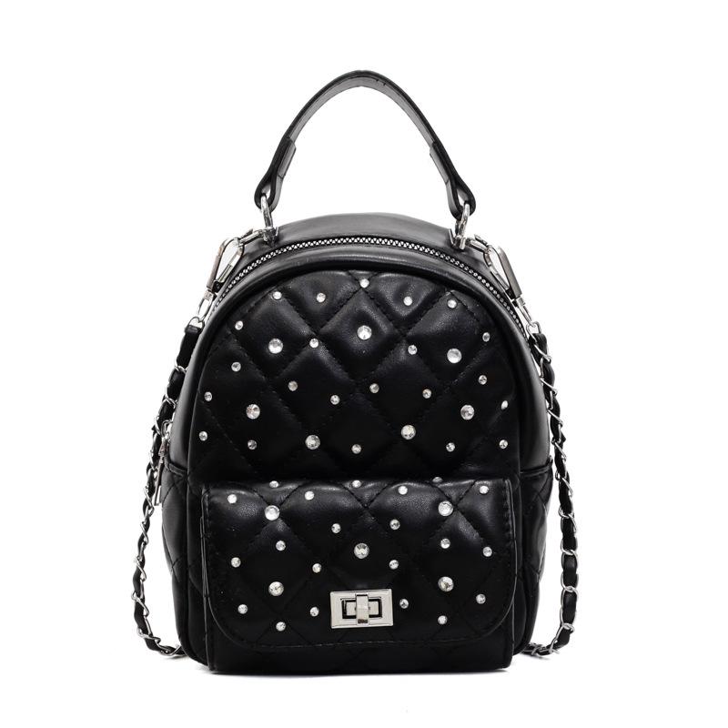 Handheld Small Bag Women's New Niche Retro Simple Diamond Chain Bag Casual Backpack