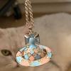 Императрица Цыси Синий Розовый Подвеска Сфера Сатурна Бриллиантовая Цепочка для Свитера Ожерелье