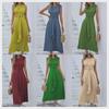 2024 Summer Women's Solid Color Sleeveless Dress with Waist Strap