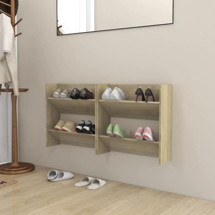 VidaXL Wall-mounted Shoe Cabinets 2 Pcs Sonoma Oak 60x18x60 Cm
