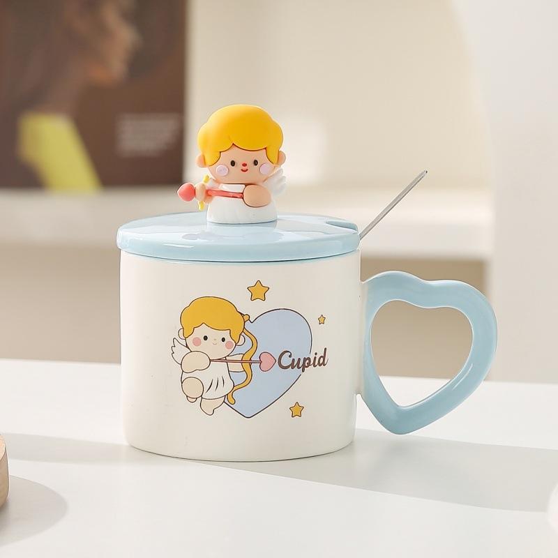 Chinese Valentine's Day Gift Couple Mug High Precision Ceramic Cup with Lid Water Cup Women's Souvenir