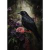 Dark Academia Raven Floral Forest Vintage Poster Gothic Crow Portrait Canvas Paintings Wall Art Print Picture Living Room Decor