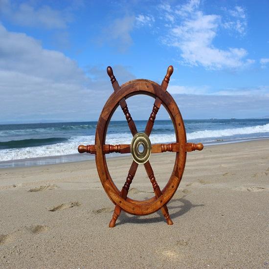 Nautical Brass Ship Wheel Home Wall Decor