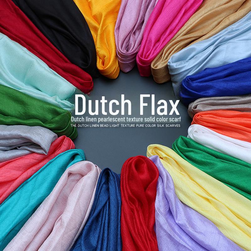 Pearlescent Korean-Style Women's Dutch Linen Scarf - Long, Smooth, and Fashionable Shawl