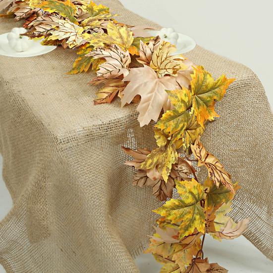 Artificial Maple Leaf Garland 5.7Ft Pumpkin Maple Leaves Vine Thanksgiving Fall Garland for Mantel