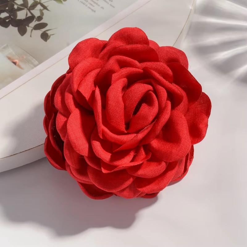 16 Colors Sweat Medium Size Cotton Fabric Rose Flower Hair Claw Clips for Women Korean Ctach Shark Clamp Hair Accessories