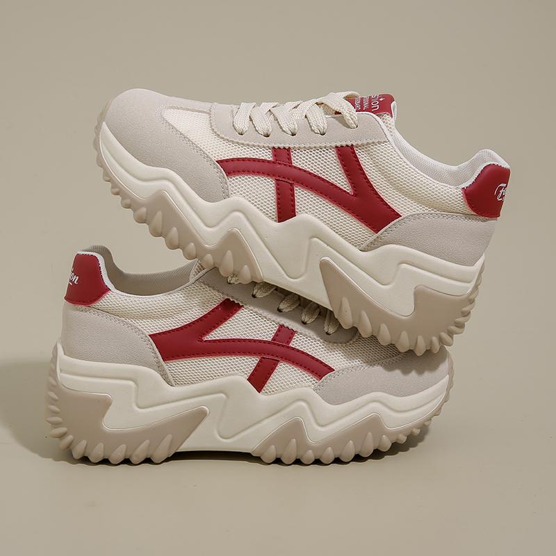 Spring Trend Thick Soled Women's Shoes 2025 New Board Shoes Matching Color Increase Sports Shoes Fashion Casual Shoes