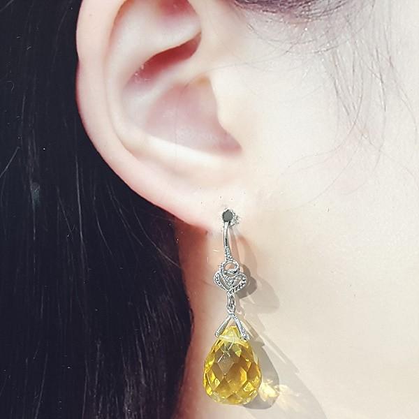 [Bluek] Crystal Citrine Synthetic Stone Earrings 220910-16 (S9029317)