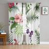 Beautiful Tropical Leaves Sheer Curtains For Bedroom Living Room Tulle Curtains For Kitchen Window Voile Curtains
