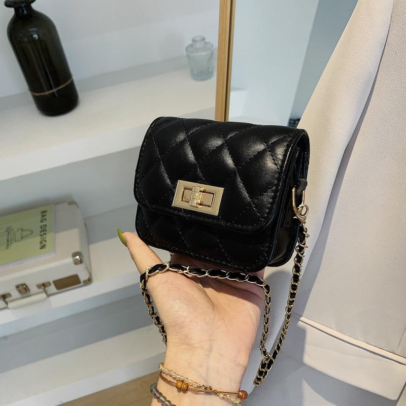 Rhombus Solid Color Chain Small Square Bag Trendy Fashion Shoulder Bag Simple Foreign Style Messenger Women'S Bag