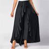Ladies Casual Double Layer Wide Leg Culottes Irregular Ruffle  Long Pants