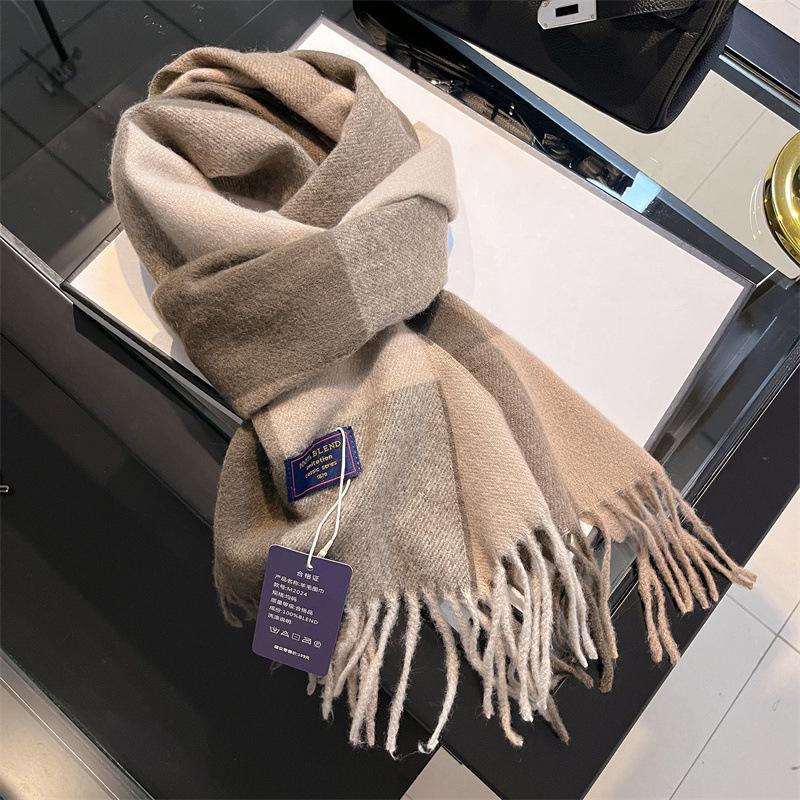 2024 Британский красный клетчатый шарф из искусственного кашемира: Теплый зимний подарочный платок на шею