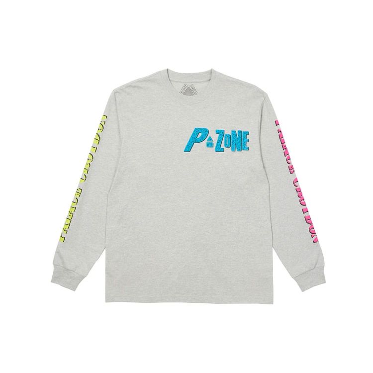 Palace X M-Zone Co-Branded Little Devil Tri-Ferg Graphic Long Sleeve T-Shirt Unisex Tops Grey P20LS025