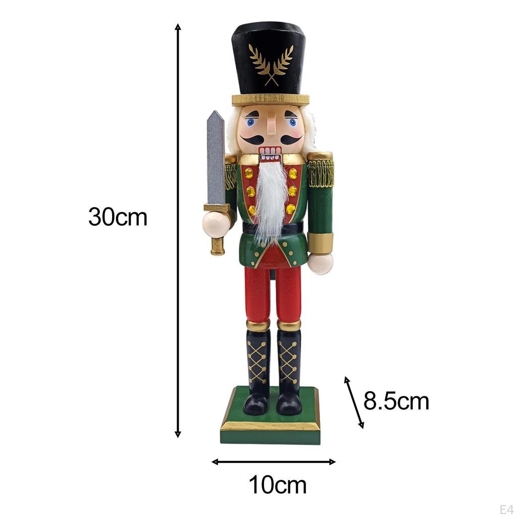 Traditional Wooden Nutcracker Ornament Christmas Decor Collectible Decoration Statue Figurine for