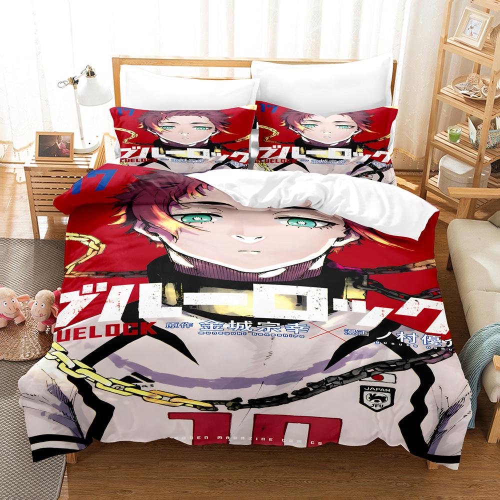 Blue Lock Bedding Set Hot Cartoon Anime Duvet Cover Set King Queen Twin Double Size Comforter Cover Set For Teens and Boys