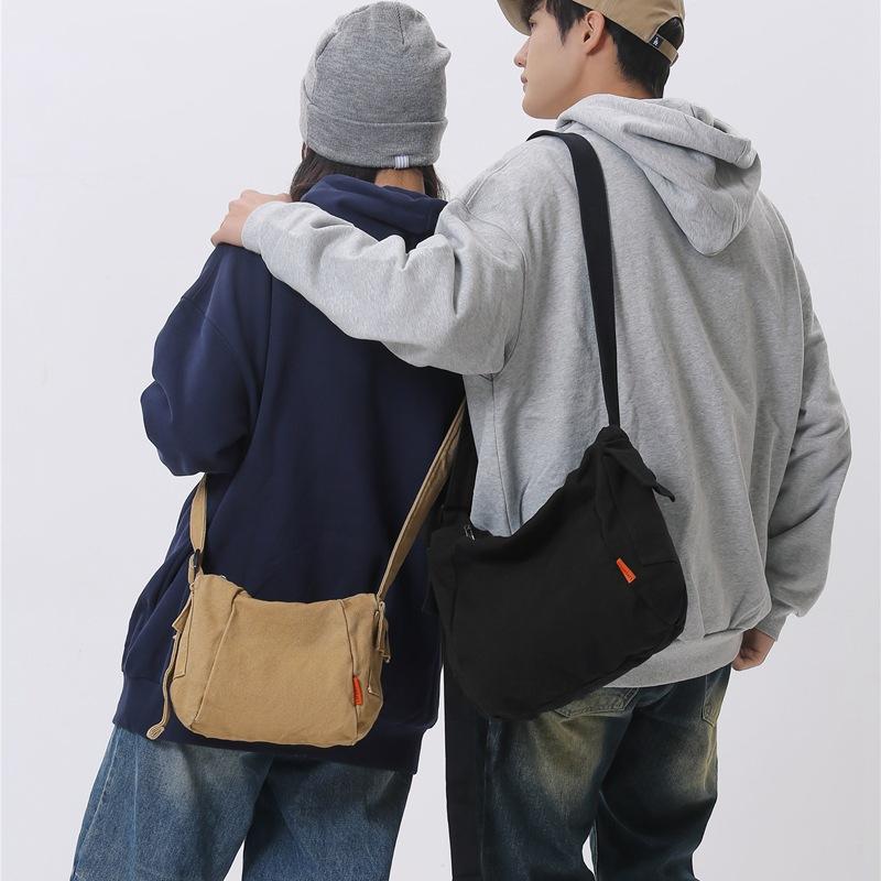 Canvas Bag Women's Large Capacity Crossbody Bag Men Solid Color Shoulder Bag