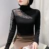 Spring Autumn Korean Clothes T-Shirt Sexy Shiny Hot Diamonds Women Turtleneck Tops Sweet Female Long Sleeve Cotton Tees Blouses