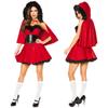 Christmas Costume Women High Waist Dress Cloak Hooded Waist Seal Ladies Stage Performance Theme Party Cosplay Santa Outfit