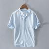 Summer Simple Cotton and Linen Casual Men's Shirt Pullover Handsome Loose Youth Shirt
