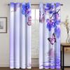 Blue Curtains for Living Room Luxury Butterfly Blackout Window Curtain for Bedroom Semi-Shading 2 Pieces Set Room Cortina Custom