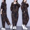 Autumn Plus Size Women's Casual Harem Pants Two-piece Mother Fashion Western Style Suit