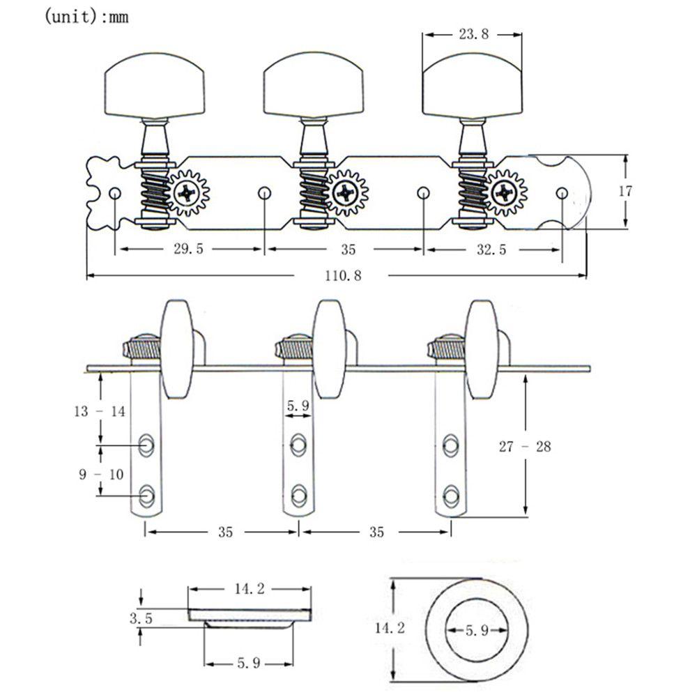 Knob Replacement Machine Heads Tuners Bass Guitar Tuning Pegs Folk Guitar Accessories L R Triplet